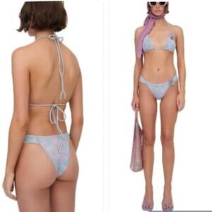 For Love And Lemons Pink and Blue Bikini BOTTOM ONLY  size Large NEW